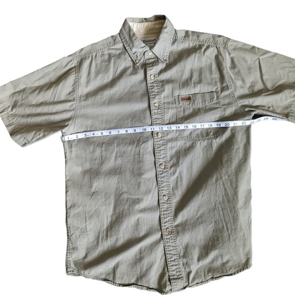 Carhartt Tan Cotton Canvas Short Sleeve Button Down Work Shirt Size M - Picture 4 of 8